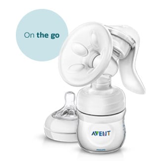 Manual breast pump and nipples Philips Avent on the go